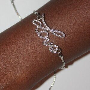 Silver Crystals Love Adjustable Bracelet